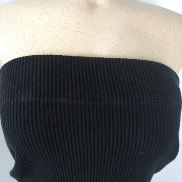 JAMES PERSE Black Rib-Knit Tube Bodycon Skirt or Dress - Picture 4 of 7